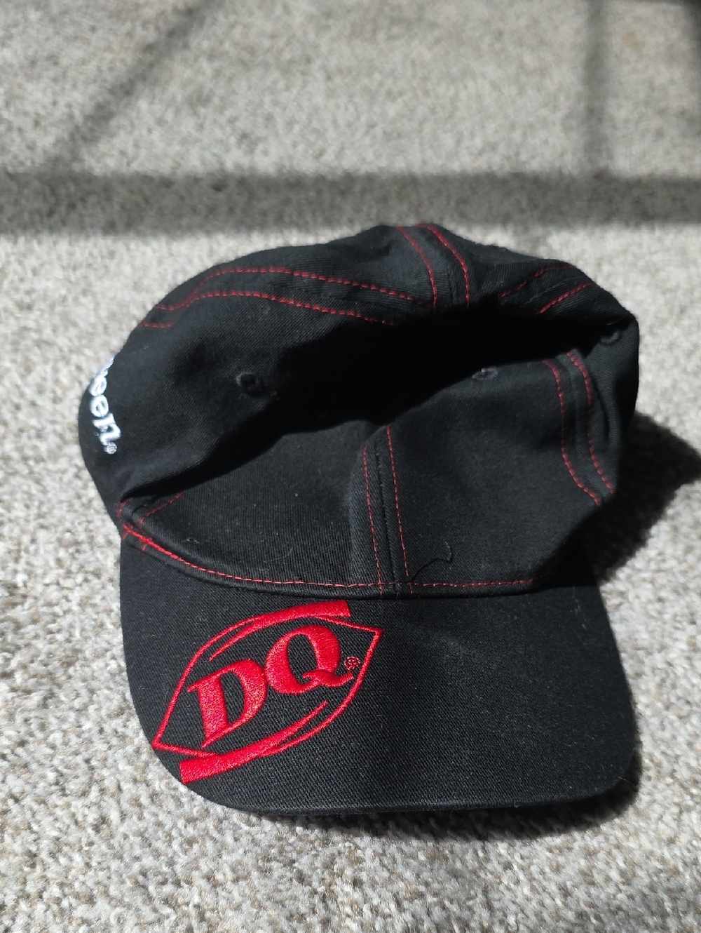 Embroidered Black DQ Dairy Queen Baseball Cap with Red Stitching